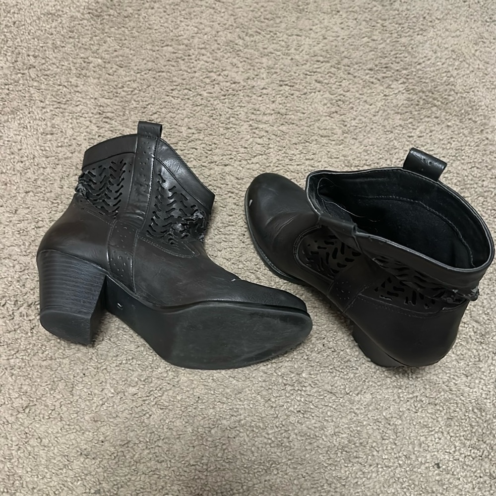 Black leather booties